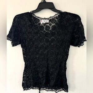 Vintage red peacock hand crocheted top